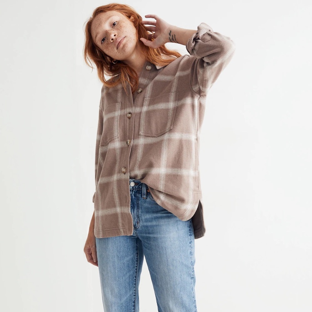 Flannel Kentwood Oversized Shirt-Jacket in Windowpane